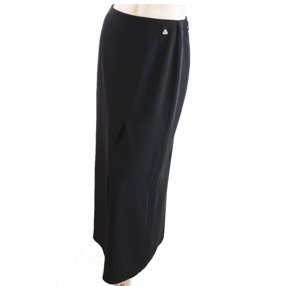 Chanel Skirt 00C Vintage Black Long Maxi Faux Wrap Sz 40 NWT New Old Stock - Picture 1 of 7